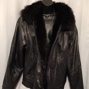 Andrew Marc Reversible Leather Opossum Jacket